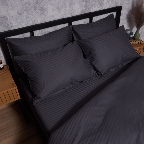 Фото - Комплект постельного белья Moon&Star 175х210 см +нав. 2 шт. 40х60 см Satin Stripe Dark Serenity (MS-890000816)